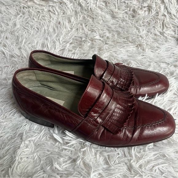 Moreschi Italy Maroon Mens Leather Loafers Size 7 - Picture 10 of 11